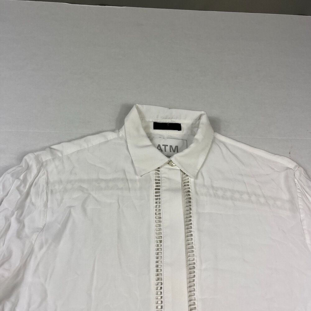 ATM Anthony Thomas Melillo Button Down Shirt White Long Sleeve Airy Top XS FLAW - Picture 3 of 11
